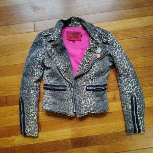 Tripp NYC Leopard Print Moto Jacket Rockabilly Gothic Biker Rocker Biker Small